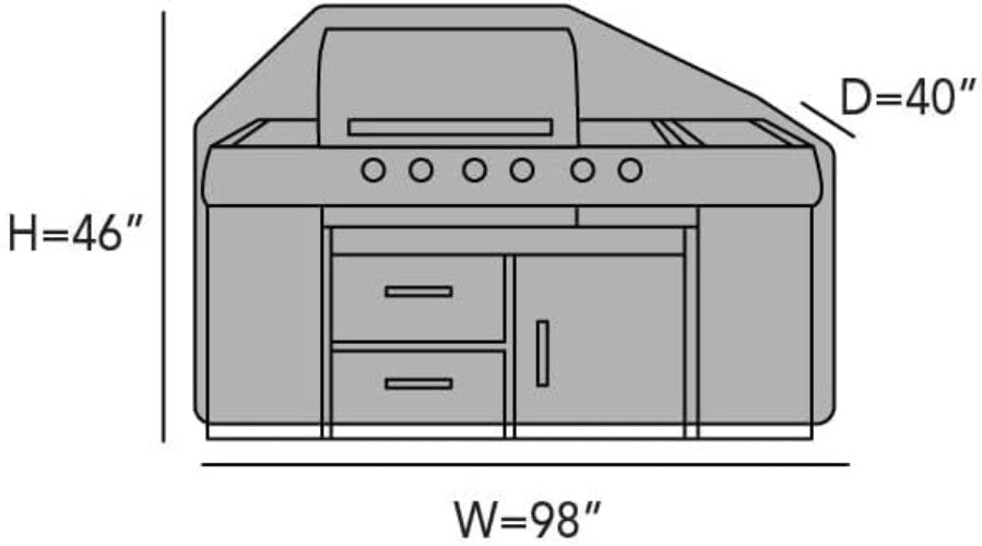 Elite 300D Black Polyester BBQ Cover - 98 Inch Weather Shield for Outdoor Grills