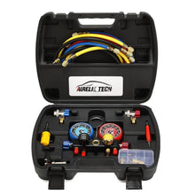 Load image into Gallery viewer, Multi-Refrigerant A/C Gauge Set with Brass Valves, 5FT Hose &amp; 3 Tank Adapters