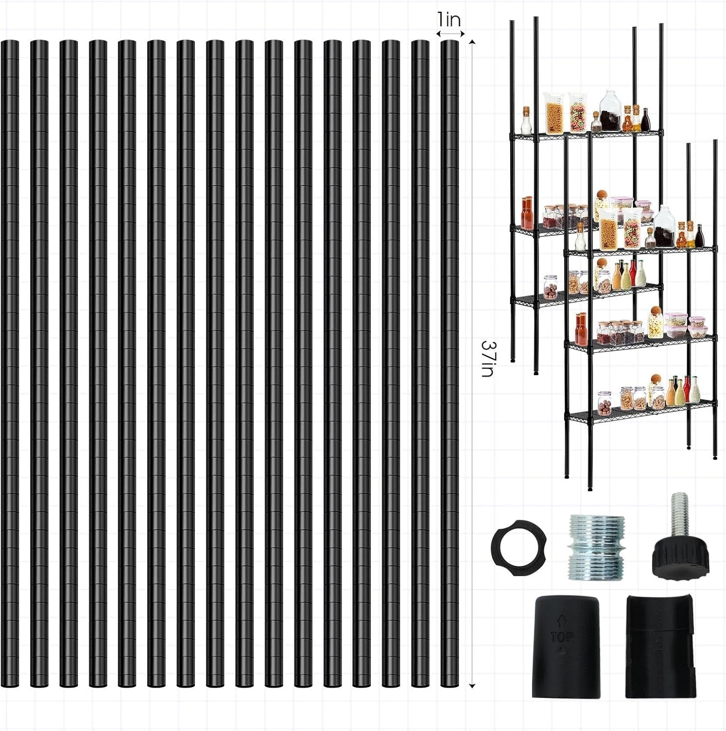 Durable 74 Inch Chrome Shelving Poles with 100 Clips for Versatile Storage