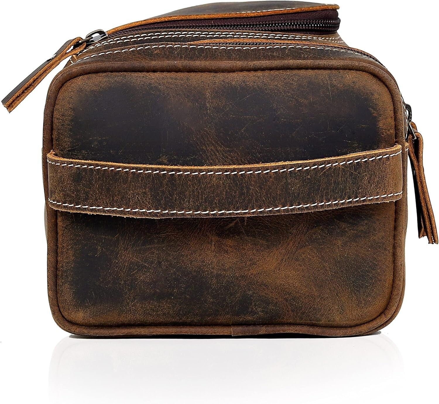 Elegant Leather Toiletry Bag for Men - Spacious & Stylish Travel Essentials