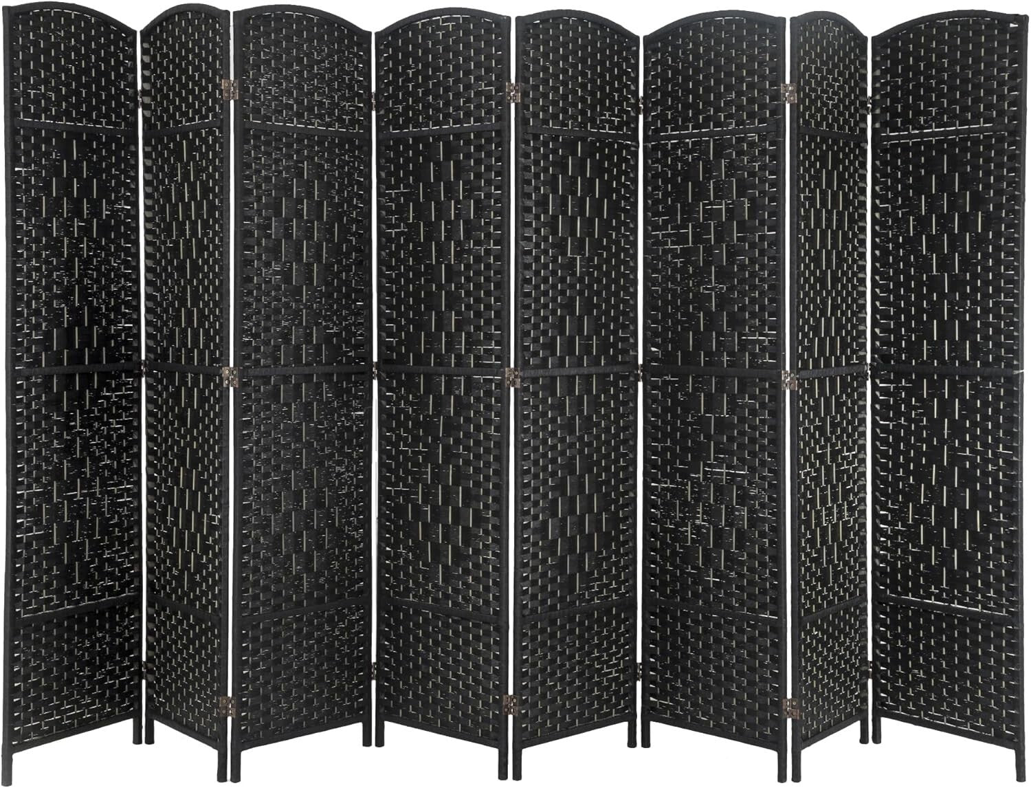 Elegant 8-Panel Room Divider - 6 Ft Black Portable Privacy Screen for Indoor Use