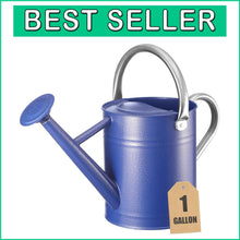 Load image into Gallery viewer, Premium Galvanized Steel Watering Can - 1 Gallon, Ergonomic Handles, Navy Design
