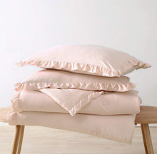 Load image into Gallery viewer, Nora Queen 3-Piece Ruffled Edge Microfiber Comforter Set - Blush Elegance