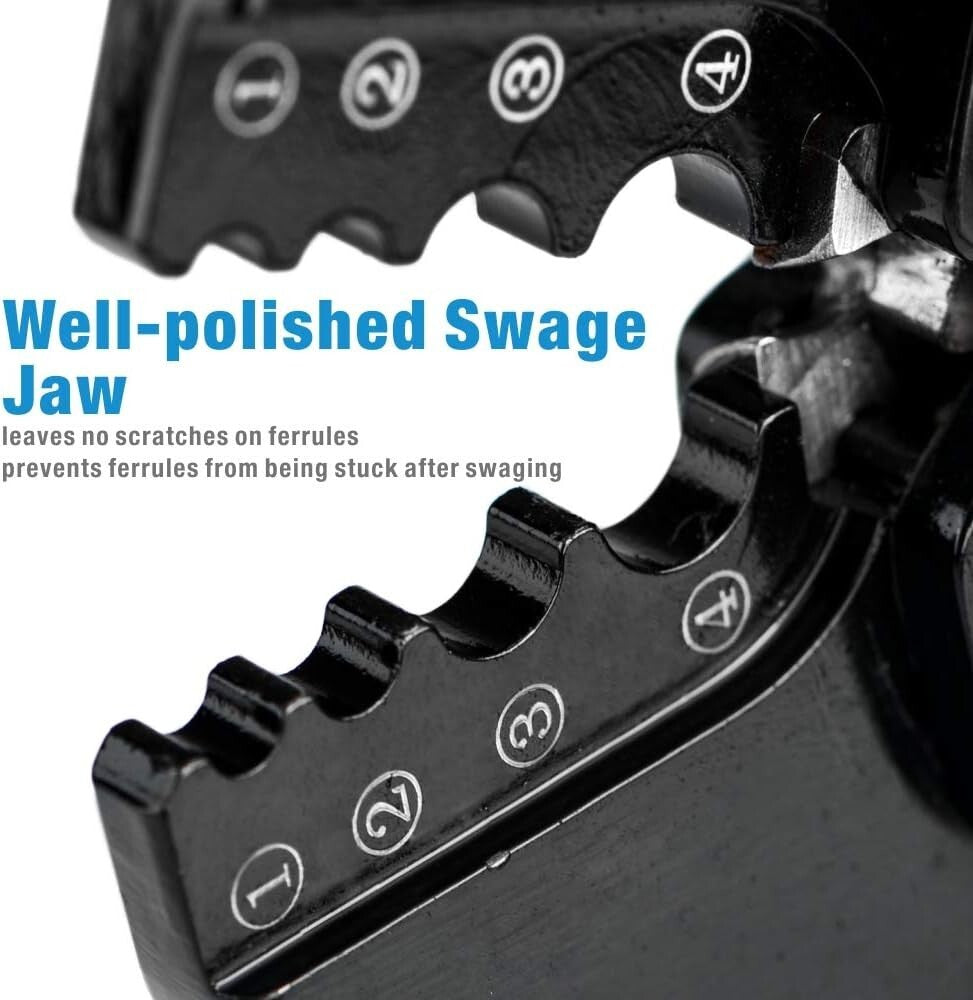 Ergonomic Wire Rope Crimping Tool with Multi-Groove Cutter - Black Oxide Finish