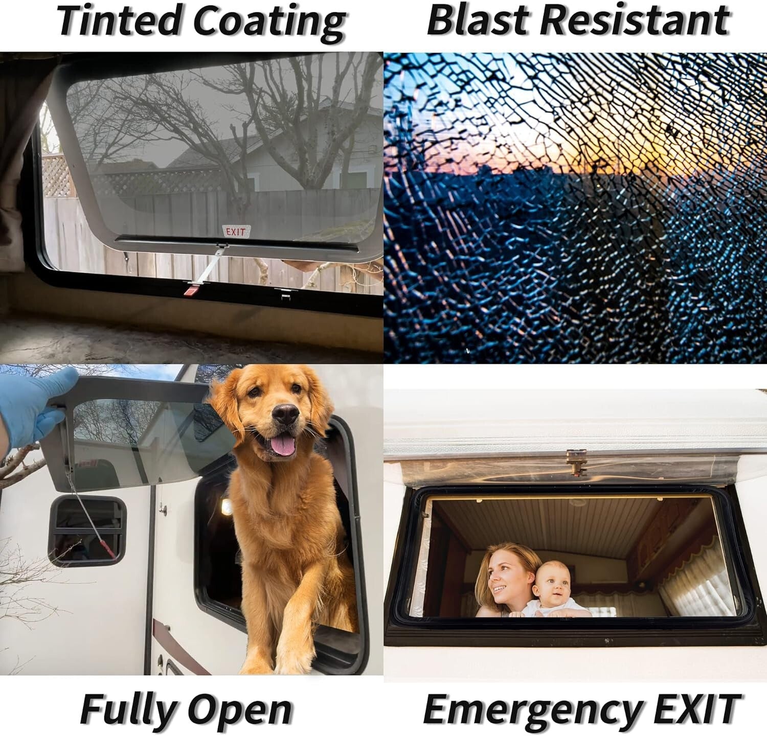 DOT Certified RV Emergency Exit Window 30"x20" with Tempered Glass & Trim Kit