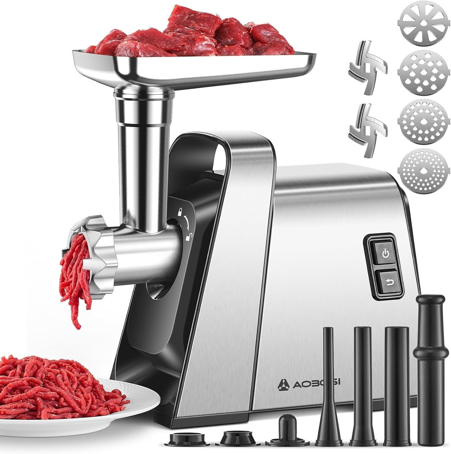Durable 3000W Electric Meat Grinder with Organized Storage & Safety Features