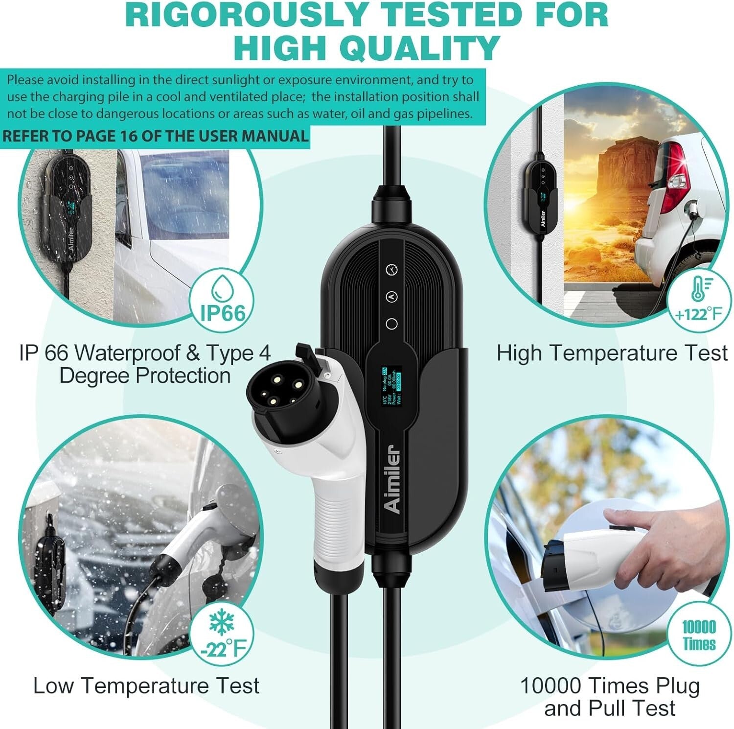 High-Speed Level 2 32Amp EV Charger with NEMA 14-50 Plug - 25ft Cable Included