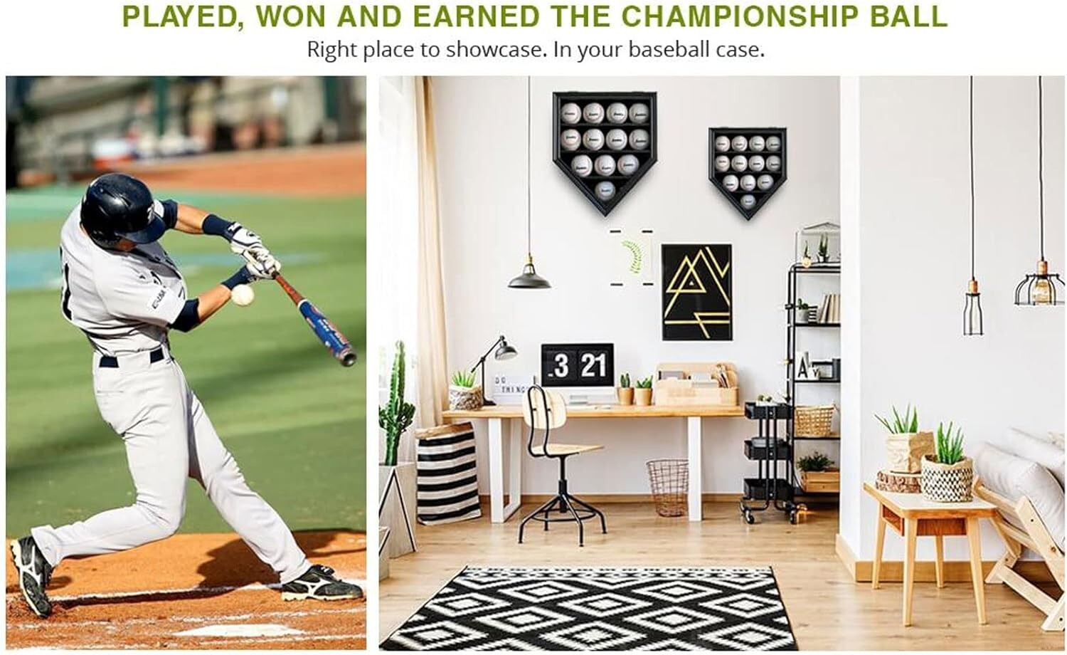 Wall-Mounted Baseball Display Case for 12 Balls with UV Protection & Locks