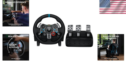 G29 Racing Wheel with Adjustable Pedals - Premium Simulation for PS5, PS4, PC