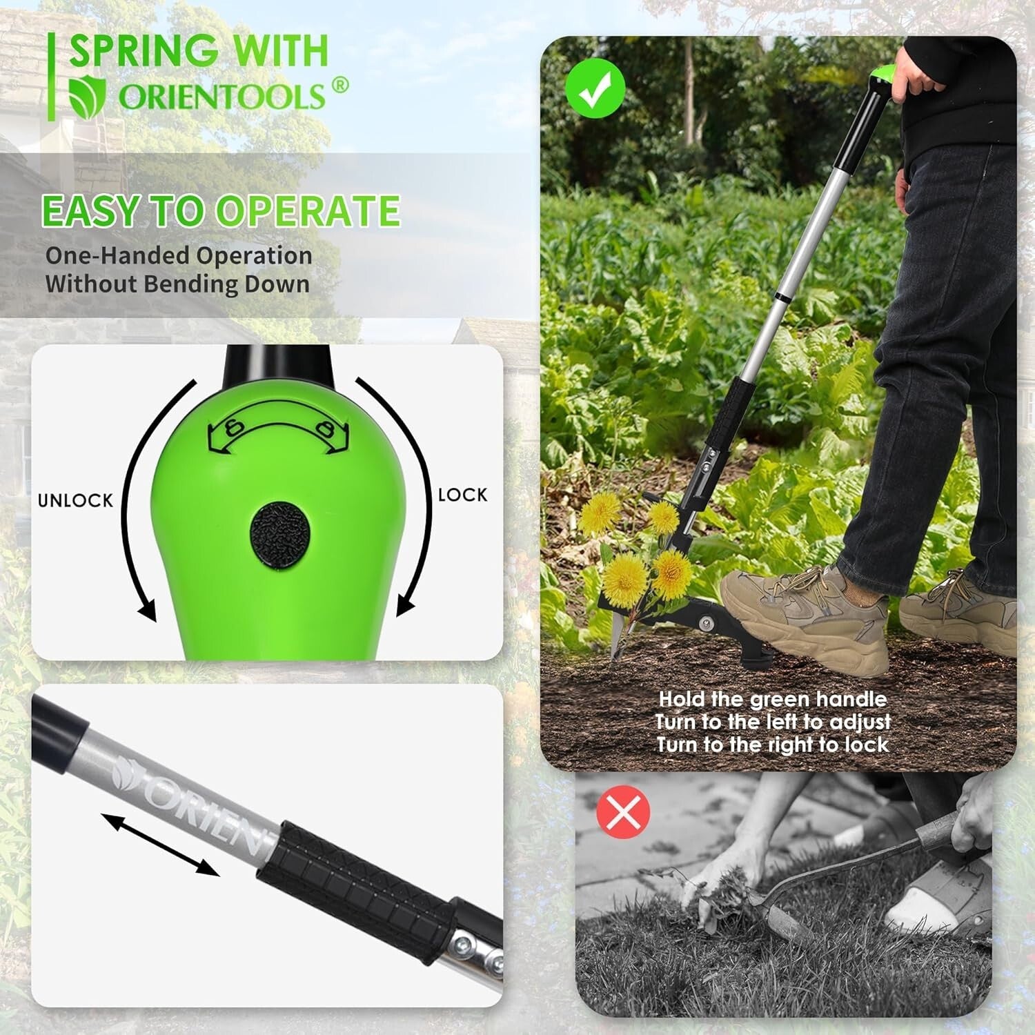 Labor-Saving 4 Claw Adjustable Weed Puller – Ideal for Garden Weeding Tasks