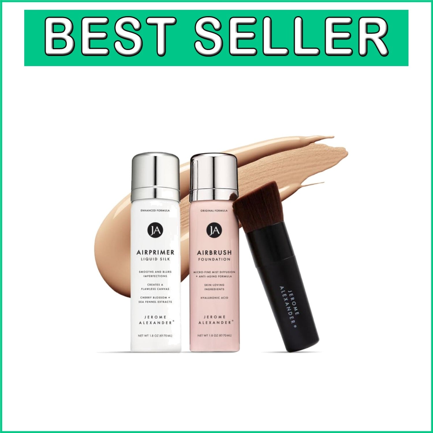 MagicMinerals AirBrush Foundation: 3pc Makeup Set for Radiant Skin - Warm Beige