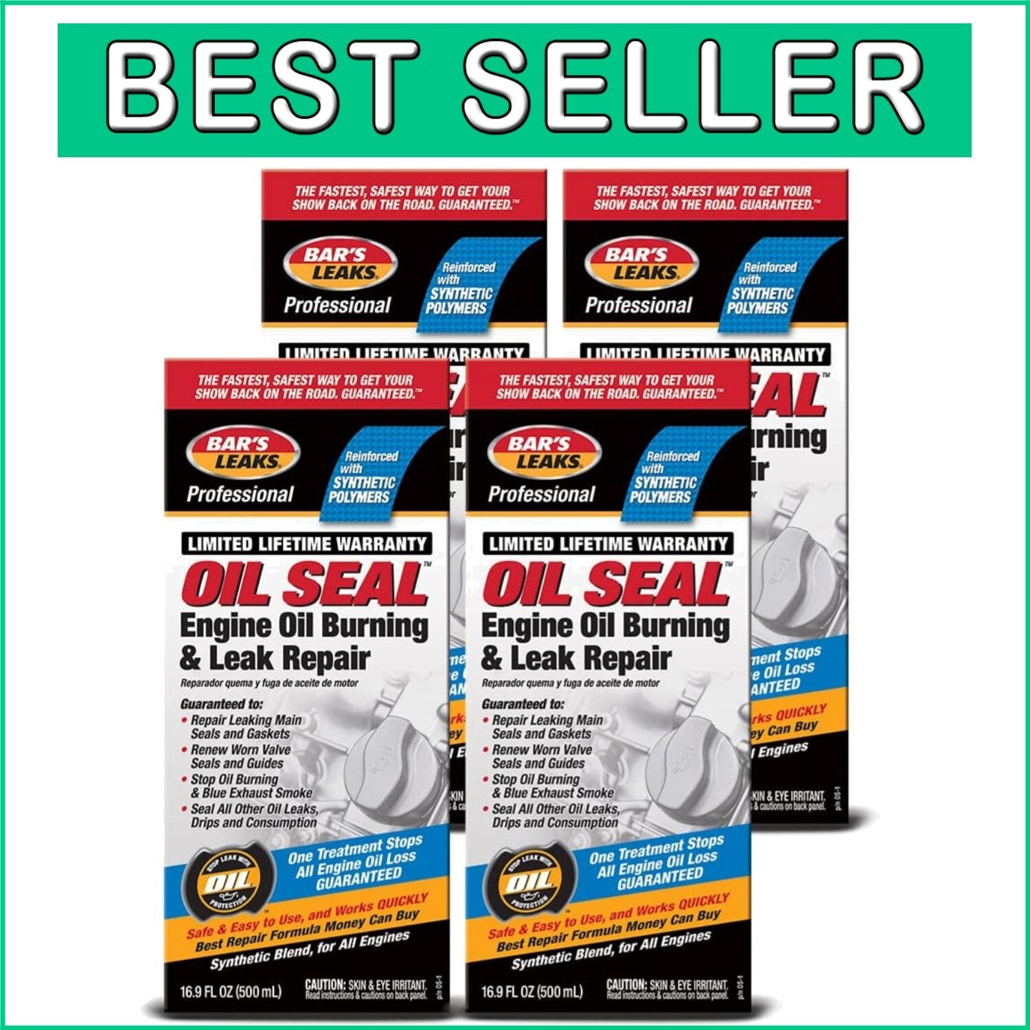 Bar's Leaks Oil Burning & Leak Repair - 4 Pack, Compatible with All Engines