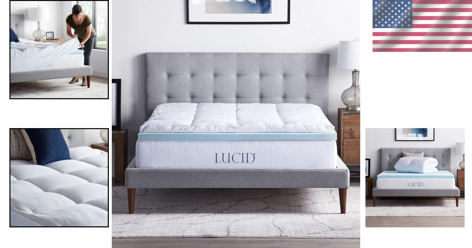 4 Inch Cooling Gel Memory Foam & Down Alternative Mattress Topper - Queen