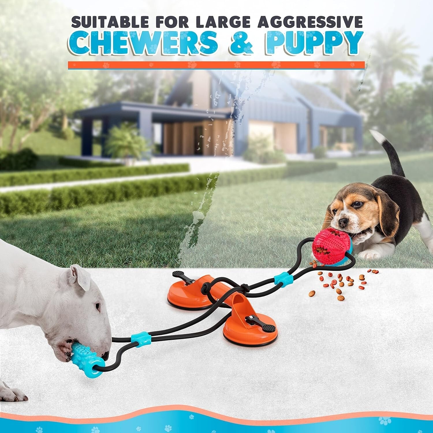 Durable Tug of War Dog Toy with Double Suction Cups - Perfect for Large Breeds
