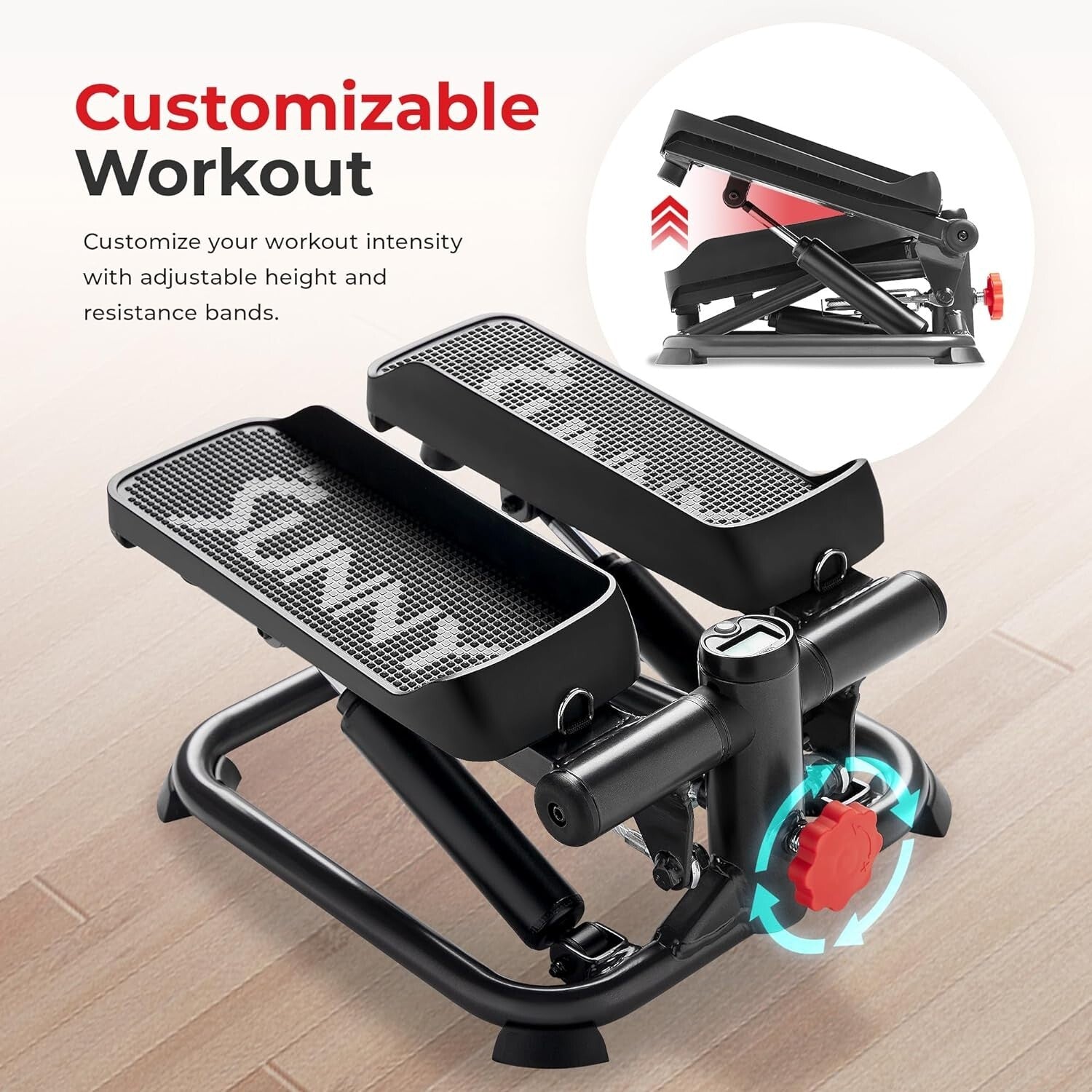 Alloy Steel Total Body Step Machine with Adjustable Resistance for Home Fitness