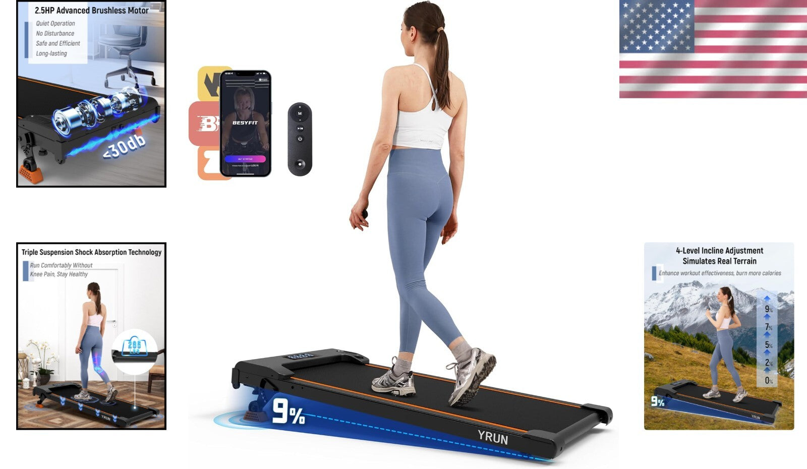 Compact 2.5HP Treadmill with Remote Control - Ideal for Light Jogging & Walking