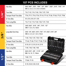 Load image into Gallery viewer, Expert-Grade Chrome Vanadium Torx Socket Set - 107-Piece All-in-One Collection