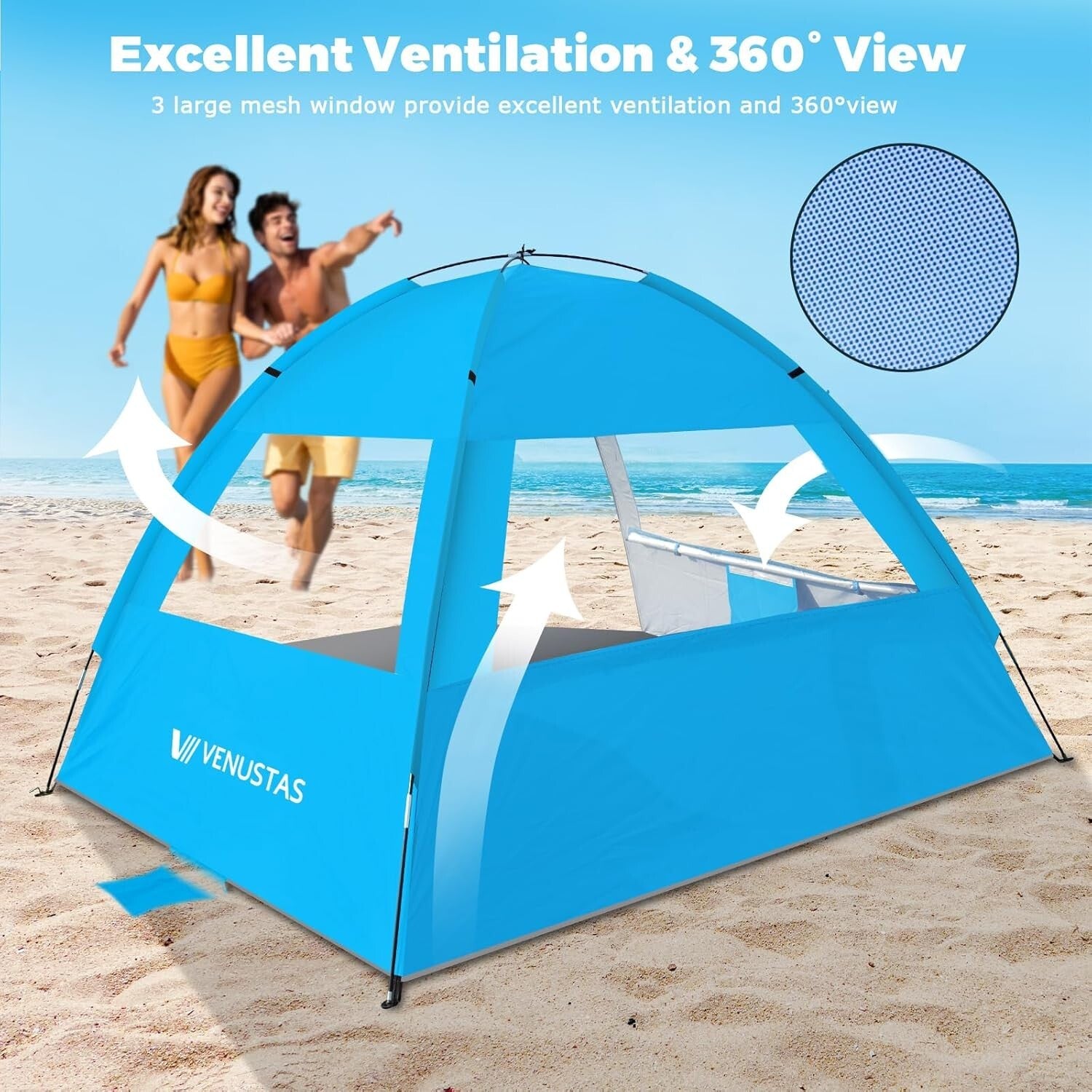 Durable Fiberglass Beach Canopy with Privacy Curtains for Outdoor Adventures