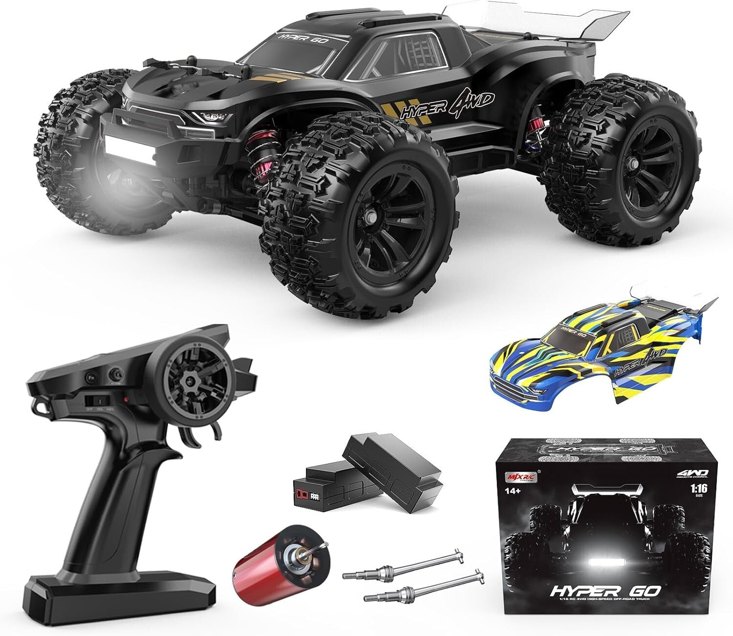 Brushless 4WD RC Truck, Up to 42mph Speed, Ideal for Stunts & Off-Road