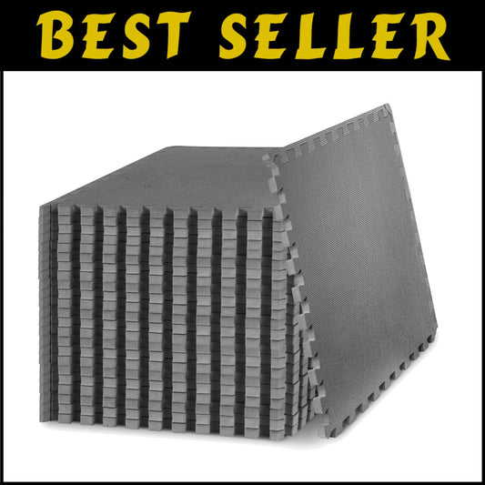 Cushioned 24 Tile Interlocking Exercise Mat - Protective Floor Covering in Blue