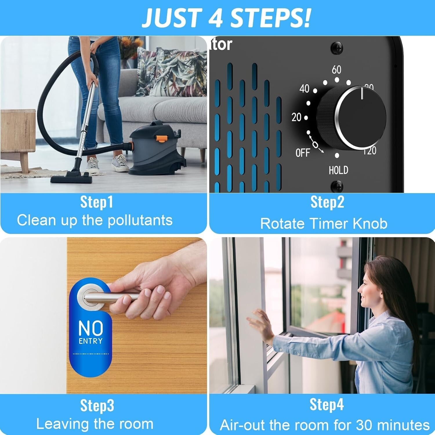 Durable Black Ozone Generator - 58,000mg/h for Smoke, Pet, and Air Quality