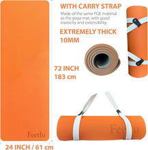 Load image into Gallery viewer, Extra Thick 10mm Non-Slip Yoga Mat with Strap - Ideal for Pilates &amp; Workouts