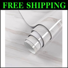 Load image into Gallery viewer, Self-Adhesive White Marble Contact Paper for Countertops &amp; Cabinets - 35"x197"