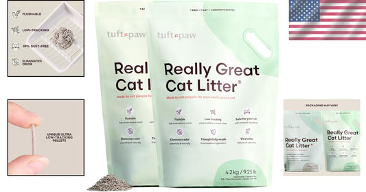 Really Great Cat Litter - 2 Bags, 9.25 lbs Each, Eco-Friendly, Dust-Free Formula