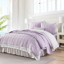 Load image into Gallery viewer, Luxurious 100% Cotton King Size Quilt Set in Lavender - 3-Piece Geometric Design