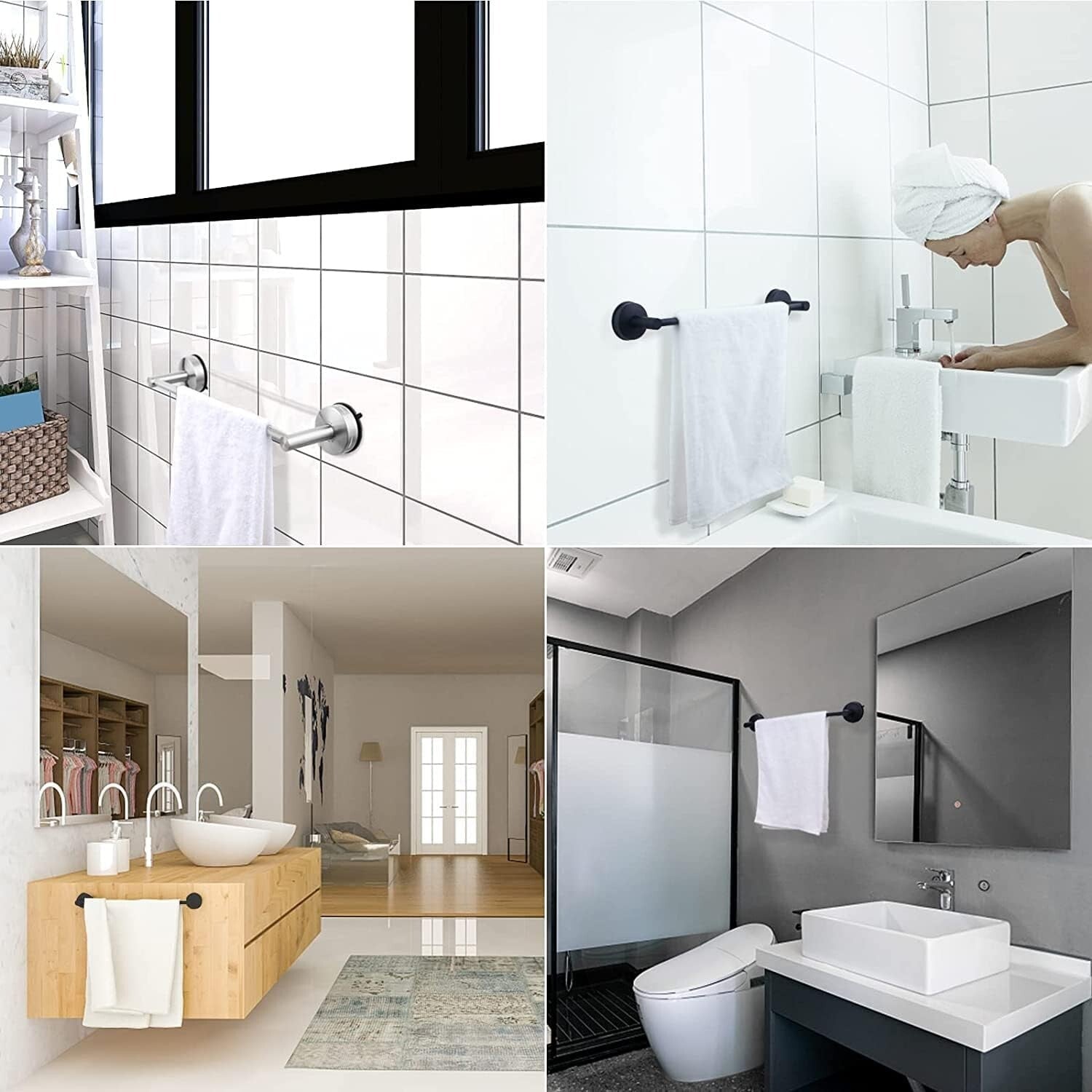 Elegant Brushed Nickel 17-Inch Shower Towel Holder - Set of 2 for Luxury Spaces