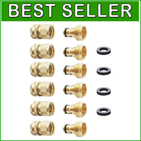 6 Solid Brass Garden Hose Quick Connectors - Leak-Free & Durable Fittings