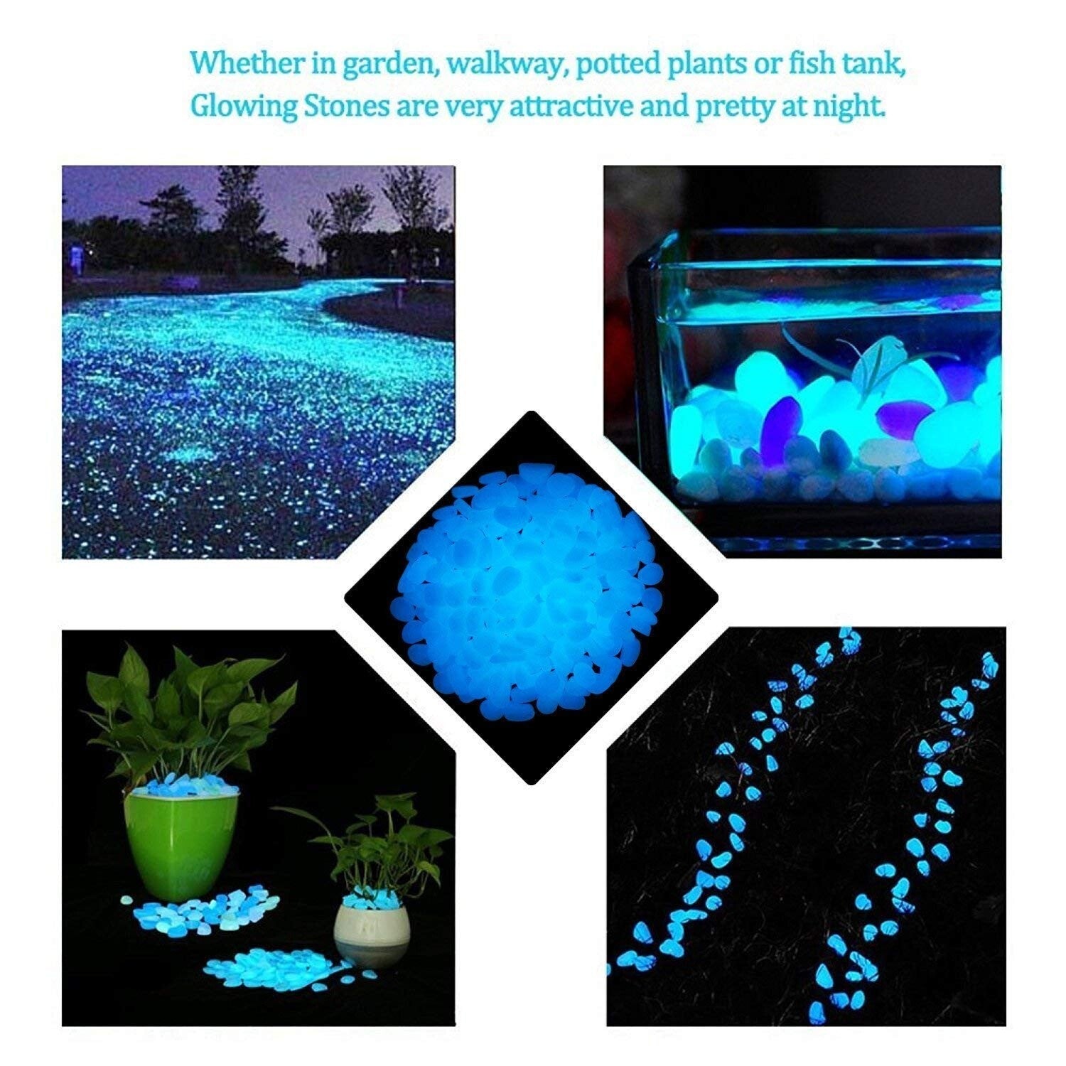Eco-Friendly Glow in the Dark Stones - 2000 PCS for Enchanting Walkways & Yards