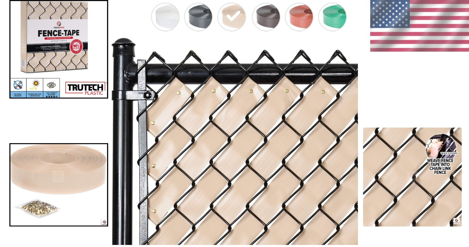 250ft Desert Tan Privacy Tape for Chain Link Fences - Ideal for Outdoor Privacy