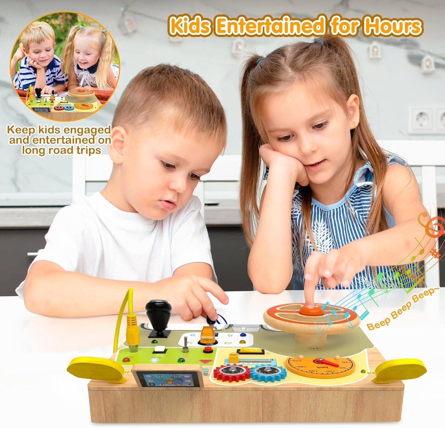 Montessori Toddler Busy Board with Letters and Interactive Features for Ages 1+