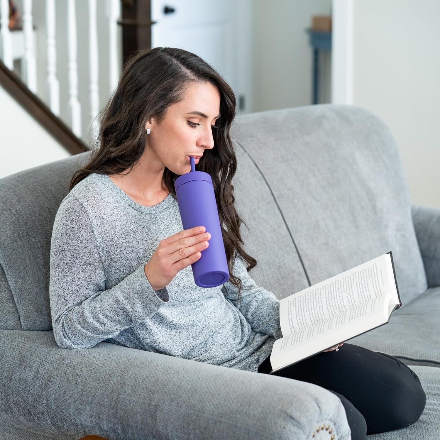 Colorful 12-Pack of 16oz Double Wall Acrylic Skinny Tumblers with Lids & Straws