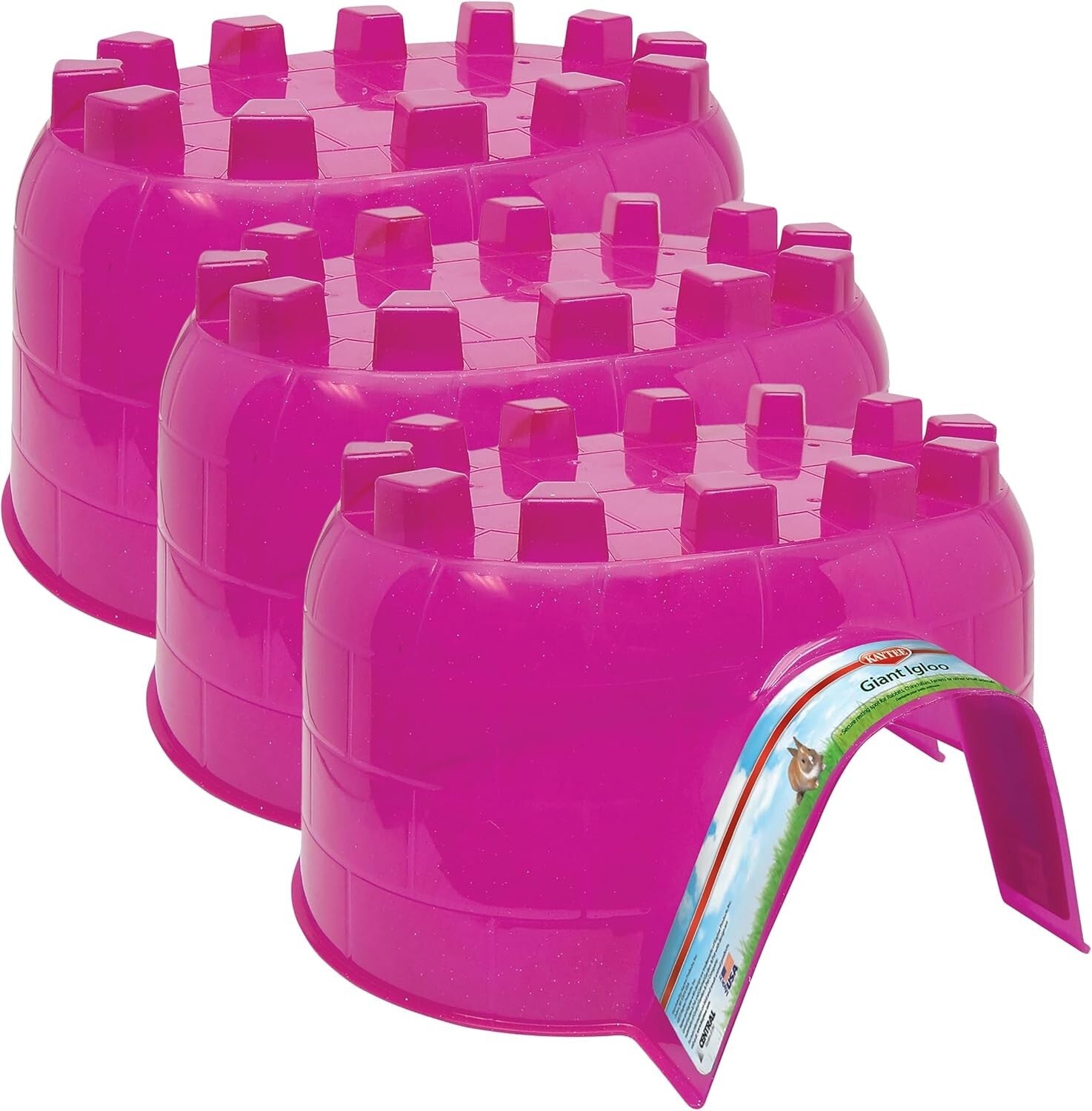 Giant Pack of 3 Translucent Igloo Hideouts for Small Pets - Cozy and Durable