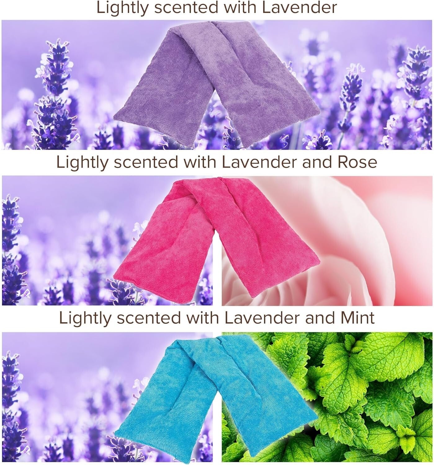 Microwave Heating Pad Gift Pack - 3 Aromatherapy Neck Wraps for Muscle Relief