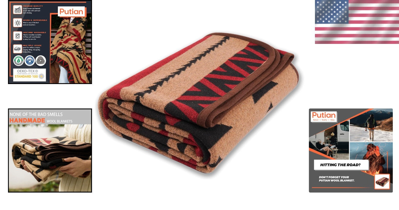 Versatile Merino Wool Outdoor Blanket - 87"x63" for Emergencies & Comfort