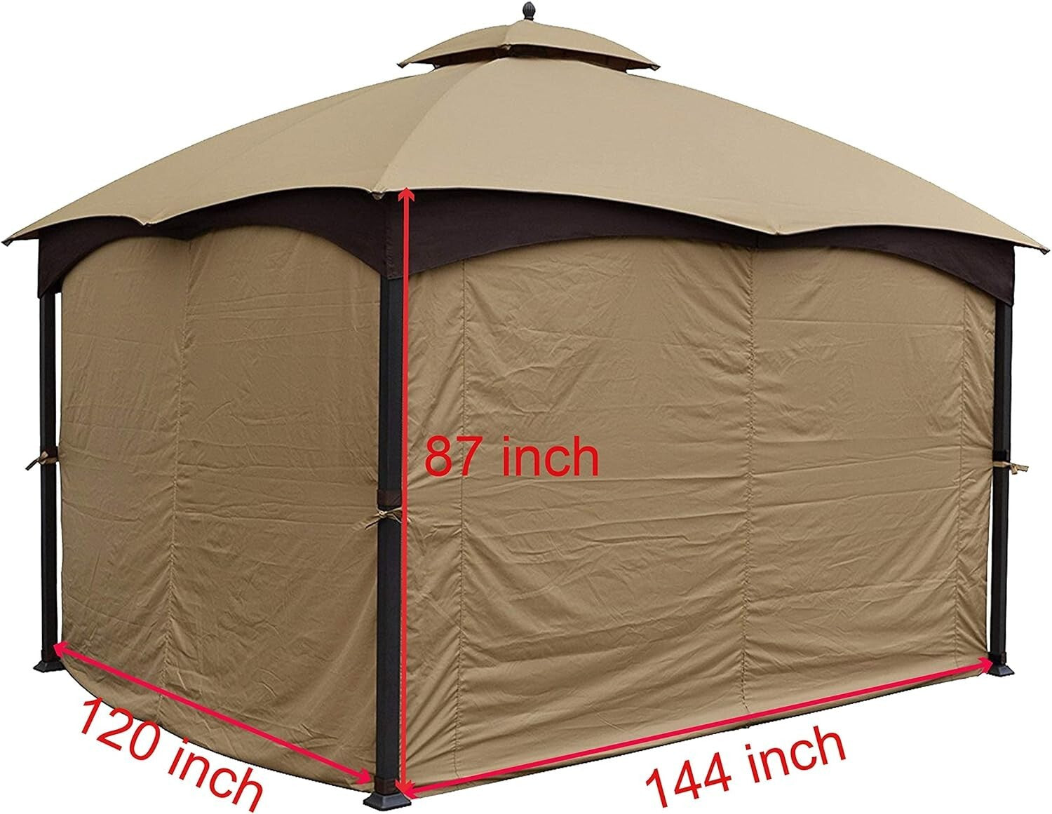 Beige 4-Sided Privacy Curtain Set for 10ft x 12ft Gazebo - Easy Installation