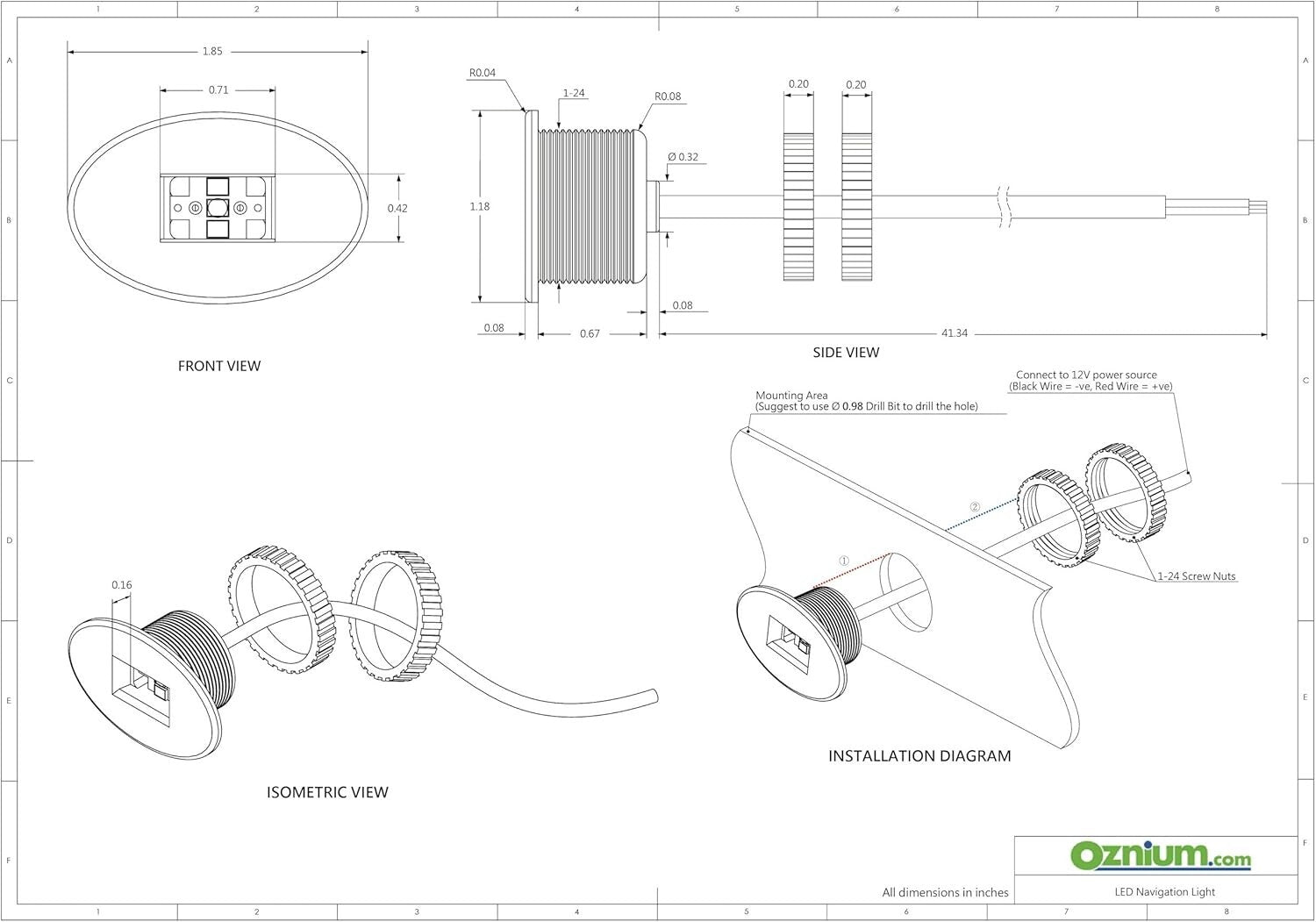 Bright Waterproof LED Navigation Lights Pair - Red & Green for Boating Safety