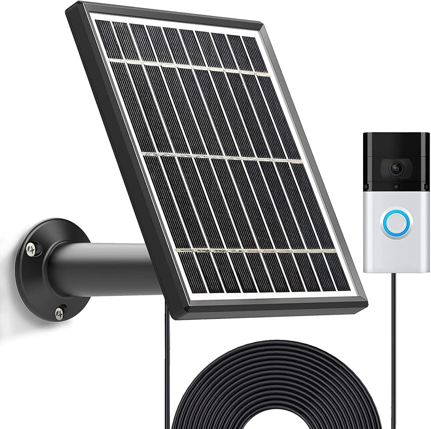 Durable Solar Panel Compatible with Ring Video Doorbell 1 - 16ft Cable Included