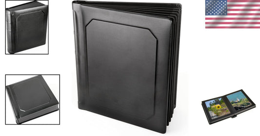 Black Leatherette Bound Photo Album for Family Milestones - 30 Photos, 15 Pages