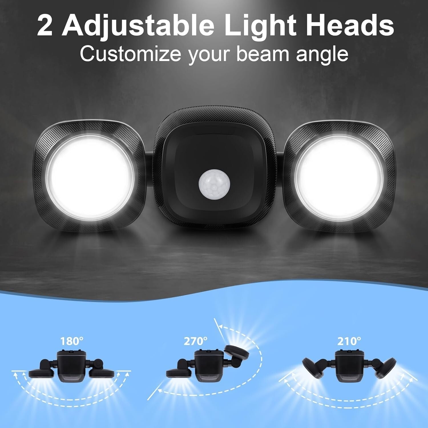 Battery Powered Motion Sensor Flood Lights with Remote for Outdoor Security