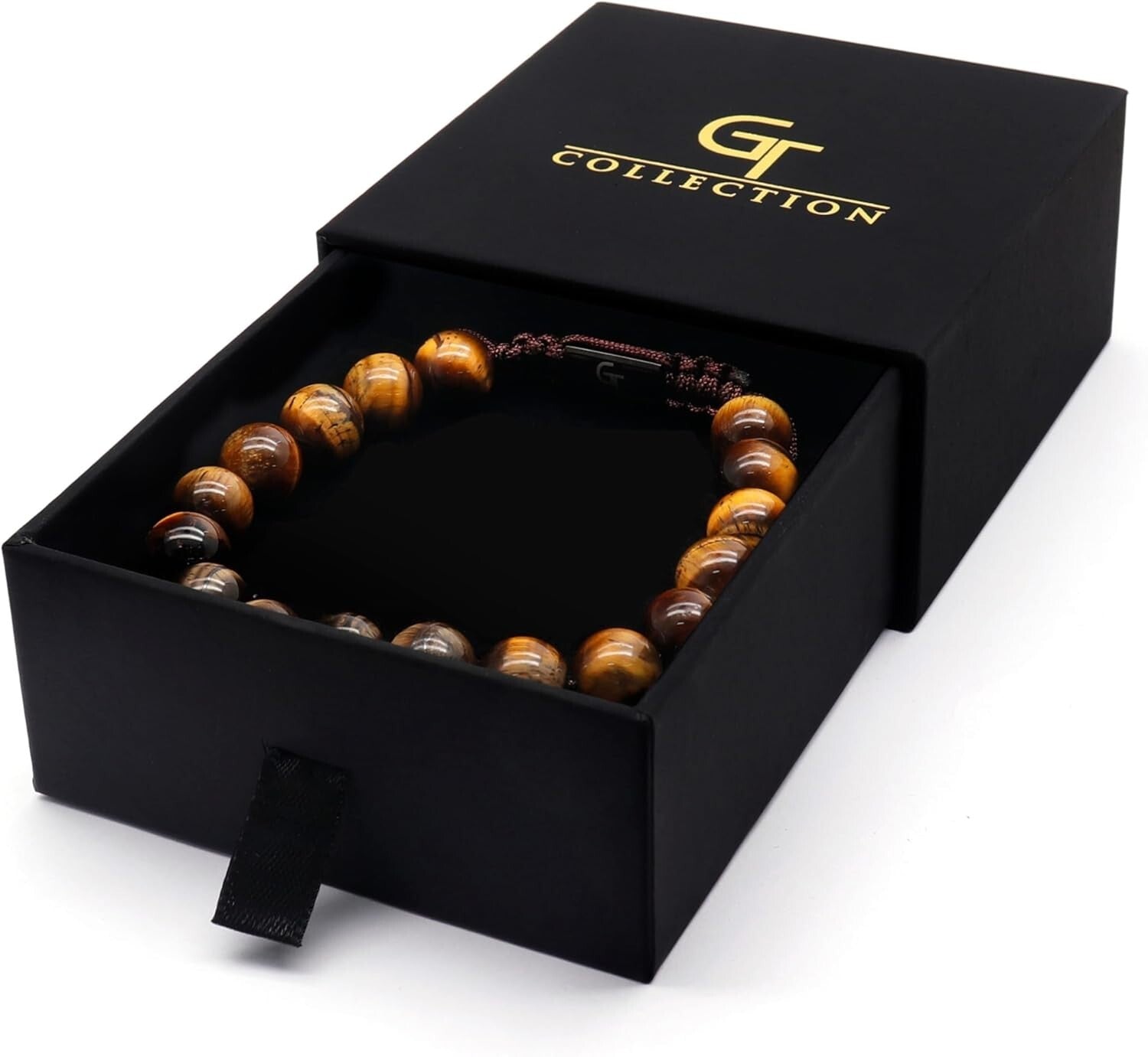 Handcrafted Tiger Eye Beaded Bracelet for Men - Adjustable Fashion Accessory