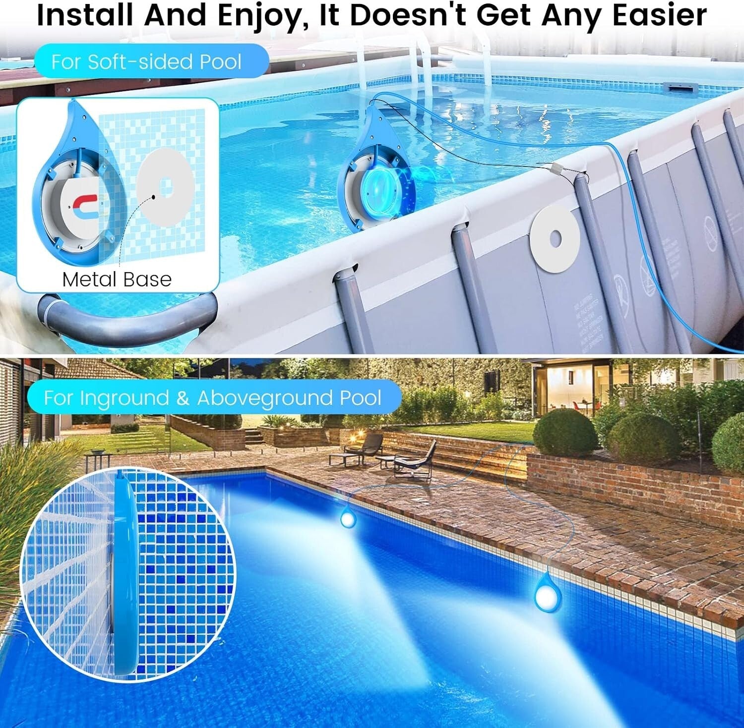 Brighten Your Pool: 50W Magnetic LED Lights with APP Control & Easy Install