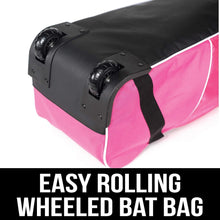Load image into Gallery viewer, Rugged Wheeled Bat Bag for Baseball &amp; Softball Gear - Lightweight &amp; Stylish Pink