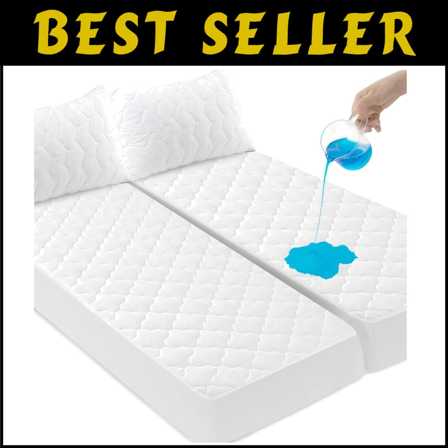 Breathable & Soft Split King Mattress Pad – Waterproof, Machine Washable Cover