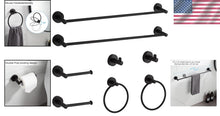 Load image into Gallery viewer, 8-Piece Rust-Resistant Matte Black Bathroom Hardware with Adjustable Towel Bars