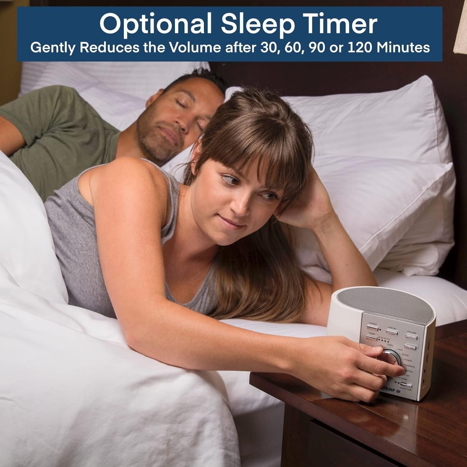 Compact Sound + Sleep Noise Machine - USB Ports & 3.5mm Jack - Silver/White