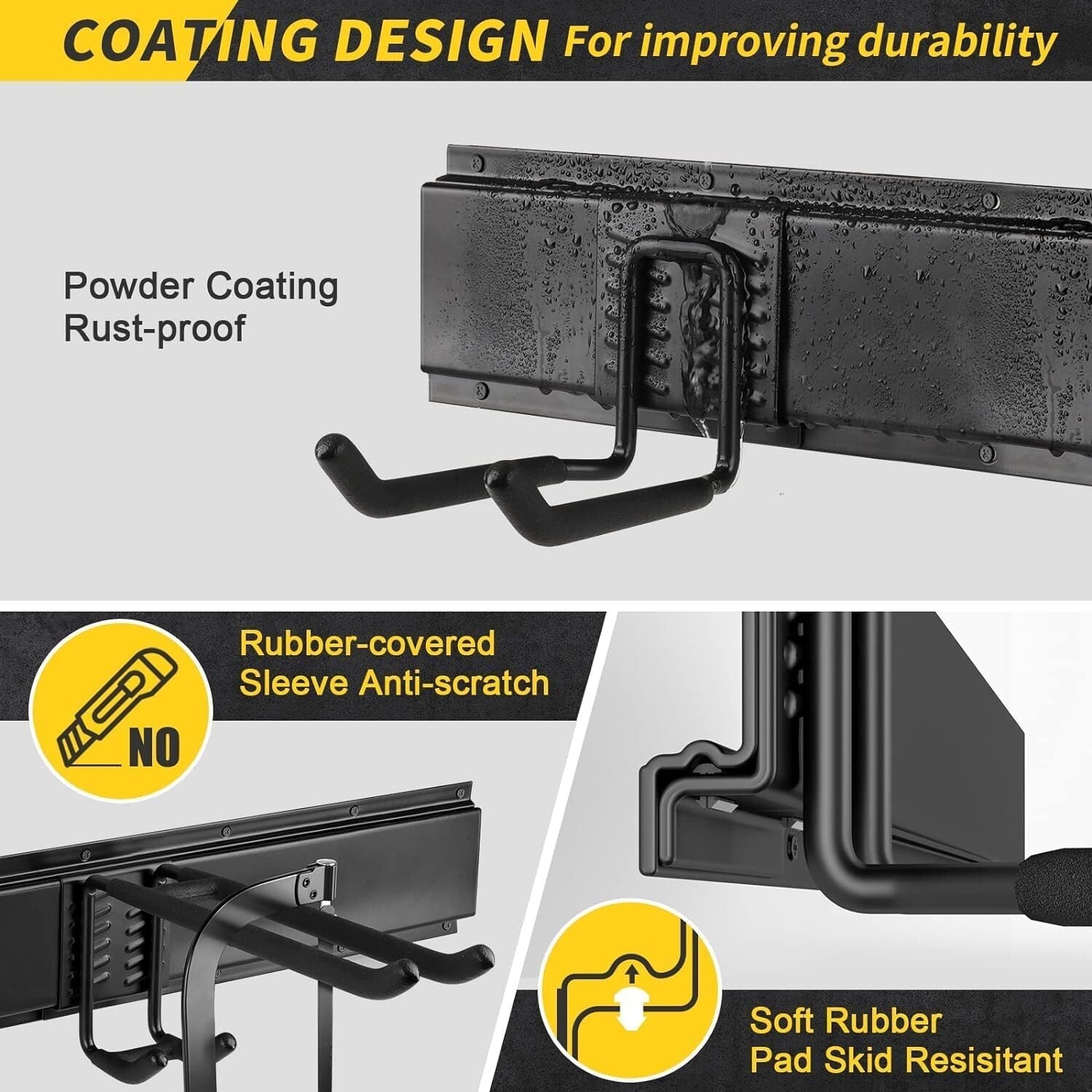 Durable Alloy Steel Wall-Mounted Tool Rack - Space-Saving 10 Hook Organizer